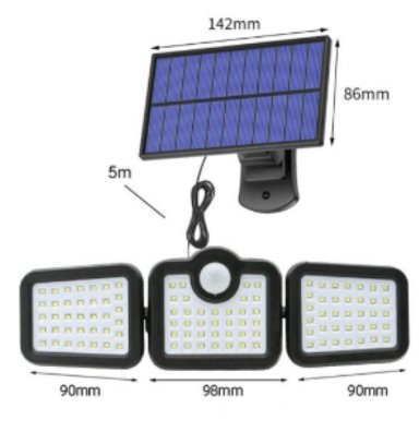 FOCO REGALOSOK SOLAR TRIPLE PANEL SEPARADO 108 LED - 3