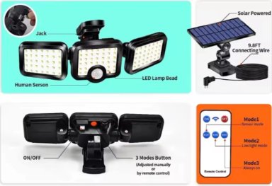 FOCO REGALOSOK SOLAR TRIPLE PANEL SEPARADO 108 LED - 4