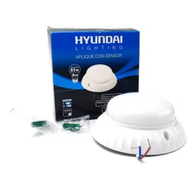 APLIQUE LED SENSOR MOVIMIENTO 8W 6500K HYUNDAI EN COLOR BLANCO FRIO - 1