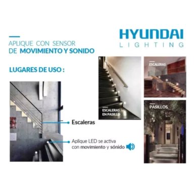 APLIQUE LED SENSOR MOVIMIENTO 8W 6500K HYUNDAI EN COLOR BLANCO FRIO - 3
