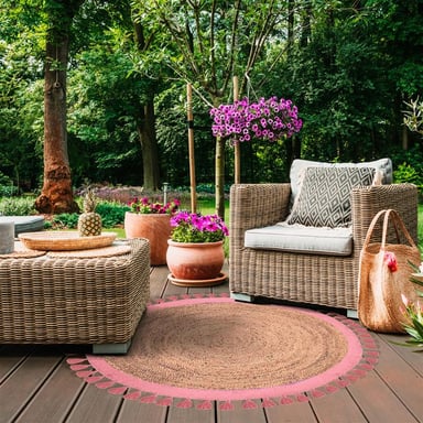 ALFOMBRA YUTE REDONDA MALIBU ROSA 150X150CM - 3