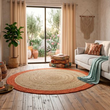 ALFOMBRA YUTE RED. CANCUN 150X150 NARANJO - 1