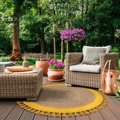 ALFOMBRA YUTE REDONDA MALIBU 150X150 AMARILLO - 4