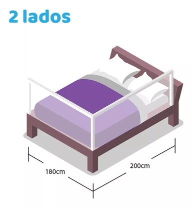 SET 2 BARANDAS PARA CAMA KING 180X200CM COLCHONES ALTOS - 4