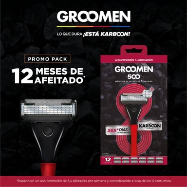 MAQUINA AFEITAR GROOMEN 500 + 12 CARTUCHOS DE 5 NAVAJAS - 4