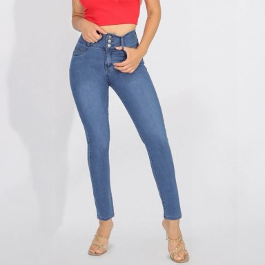 JEANS FULL PUSH UP LEVANTA COLA CORTE COLOMBIANO CALCE PERFECTO AZUL ACERO - 3