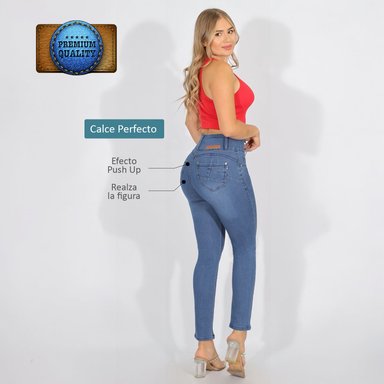 JEANS FULL PUSH UP LEVANTA COLA CORTE COLOMBIANO CALCE PERFECTO AZUL ACERO - 4