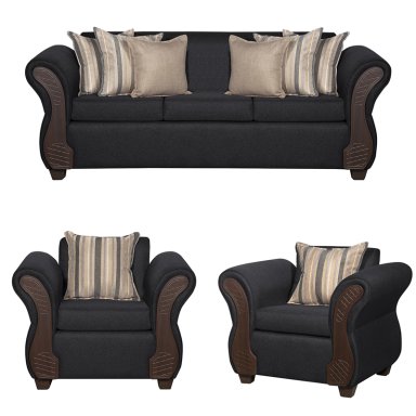 JUEGO LIVING RUZAM MOBEL MARSELLA 3 1 1 NEGRO - 9
