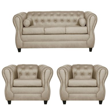 JUEGO DE LIVING 3-1-1 CHESTERFIELD BEIGE - 1