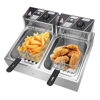 FREIDORA ELÉCTRICA 12L ACERO INOX 5500W POTENTE 2 PUESTOS - 1