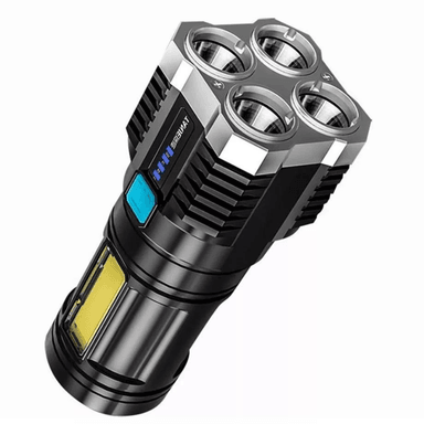 LINTERNA LED USB RECARGABLE ALTO ALCANCE 330 MTS 4 FOCOS - 4