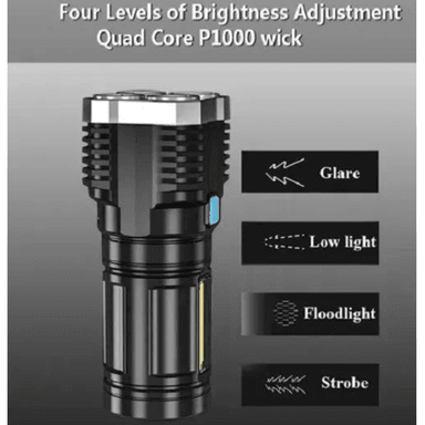 LINTERNA LED USB RECARGABLE ALTO ALCANCE 330 MTS 4 FOCOS - 5