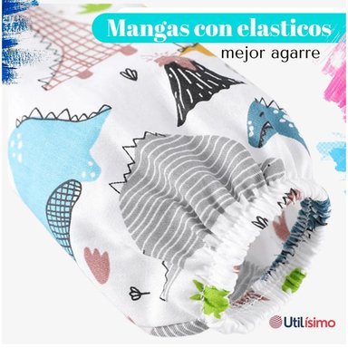BABERO DELANTAL IMPERMEABLE PREMIUM CON MANGAS LARGA TALLA 2 A 3 AÑOS PARA BEBE Y NIÑA - 9