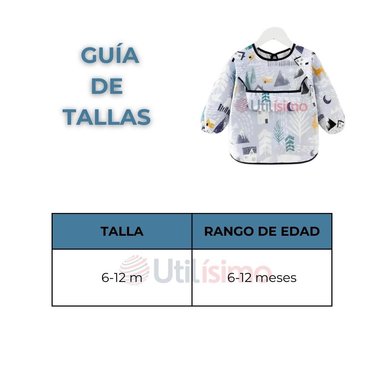 PACK 3 BABERO DELANTAL IMPERMEABLE PREMIUM CON MANGAS LARGA TALLA 6 A 12 MESES PARA BEBE Y NIÑO - 6