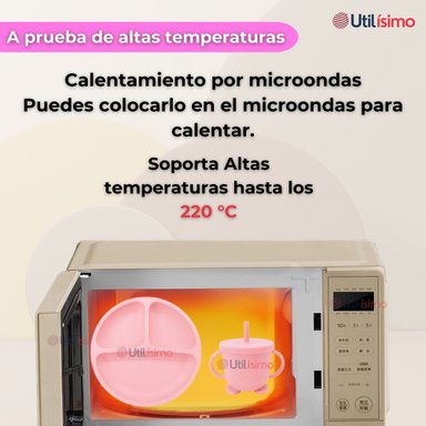 SET DE ALIMENTACIÓN BEBÉ SILICONA CON VASO 5 PIEZAS LIBRE BPA ROSA CLARO - 6