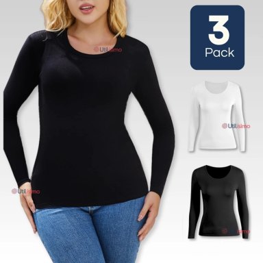 PACK 3 CAMISETAS MANGA LARGA BAMBÚ MUJER PRIMERA CAPA - 1