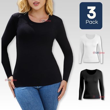 PACK 3 CAMISETAS MANGA LARGA BAMBÚ MUJER PRIMERA CAPA - 1