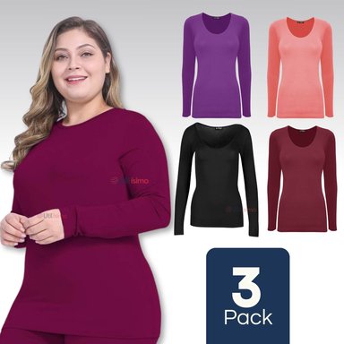 PACK 3 CAMISETA MANGA LARGA POLAR MUJER PRIMERA CAPA SURTIDO - 1