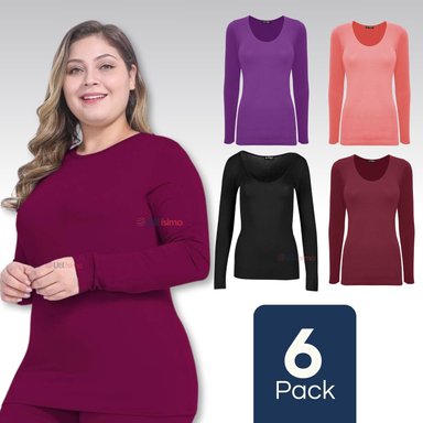PACK 6 CAMISETA MANGA LARGA POLAR MUJER PRIMERA CAPA SURTIDO - 1