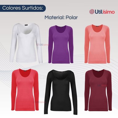 PACK 6 CAMISETA MANGA LARGA POLAR MUJER PRIMERA CAPA SURTIDO - 2