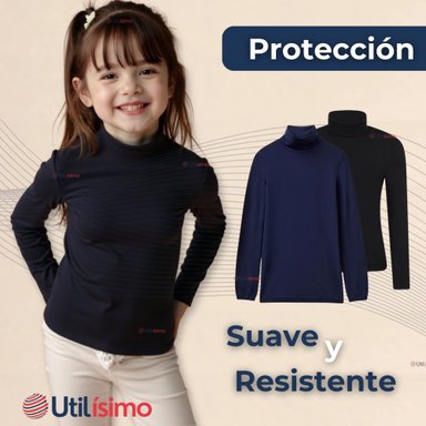 PACK 6 PRIMERA CAPA ESCOLAR BAMBÚ INVIERNO CAMISETA NIÑA CUELLO BEATLE POLERA - 3