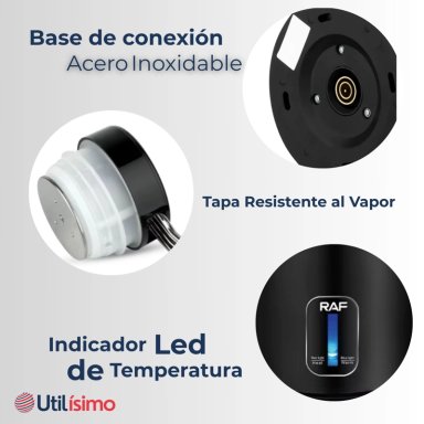 TERMO HERVIDOR ELÉCTRICO ACERO INOXIDABLE 2.0 LITROS EN COLOR NEGRO - 4