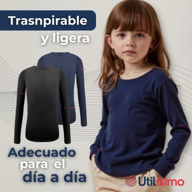 PACK 3 PRIMERA CAPA ESCOLAR BAMBÚ INVIERNO CAMISETA NIÑA CUELLO REDONDO POLERA - 10