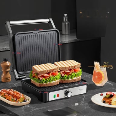 PLANCHA PARRILLERA ELÉCTRICA 2000W ASADORA DOBLE CARA ANTIADHERENTE - 1
