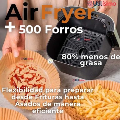 FREIDORA DE AIRE + 500 FORROS ANTIADHERENTE CAPACIDAD 6 LITROS 2400W DE POTENCIA - 6