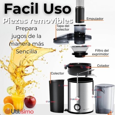 EXTRACTOR EXPRIMIDOR DE JUGOS ELE CTRICO 800W DE POTENCIA FRUTAS Y VERDURAS - 9