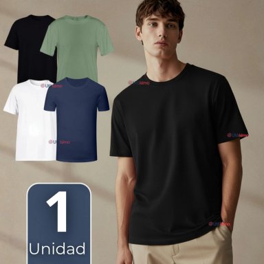CAMISETA POLERA 100% BAMBU BASICA LISA ELASTICA HOMBRE COLORES SURTIDOS - 1