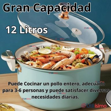 OLLA DE MICRO PRESION ESMALTE ANTIADHERENTE CAPACIDAD 12 LITROS COLOR AZUL - 8