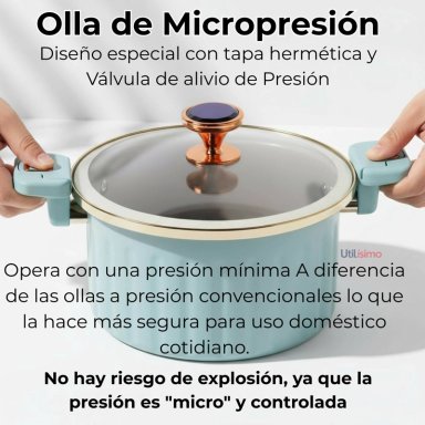 OLLA DE MICRO PRESION ESMALTE ANTIADHERENTE CAPACIDAD 12 LITROS COLOR AZUL - 2