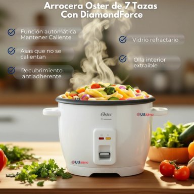 ARROCERA OSTER DE 7 TAZAS, CON DIAMONDFORCE, CKSTRCB7DFWHT - 4