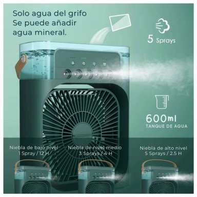 CLIMATIZADOR PORTATIL FRIO 4 EN 1 VENTILADOR HUMIFICADOR ENFRIADOR LAMPARA LED 220V USB - 3