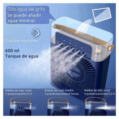 CLIMATIZADOR PORTATIL FRIO 4 EN 1 VENTILADOR HUMIFICADOR ENFRIADOR LAMPARA LED 220V USB - 6