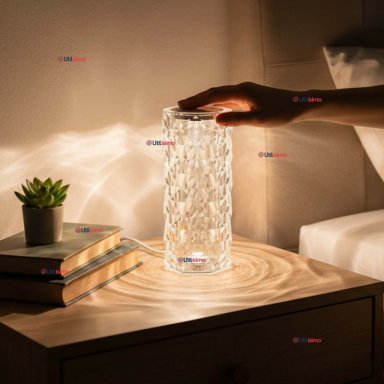 LAMPARA CRISTAL TACTIL USB TRANSPARENTE PARA MESA - 1