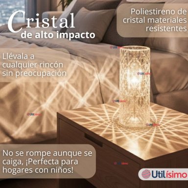 LAMPARA CRISTAL TACTIL USB TRANSPARENTE PARA MESA - 2