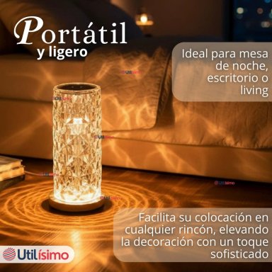 LAMPARA CRISTAL TACTIL USB TRANSPARENTE PARA MESA - 3