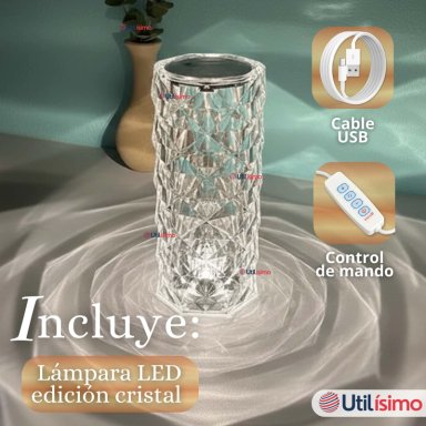 LAMPARA CRISTAL TACTIL USB TRANSPARENTE PARA MESA - 7