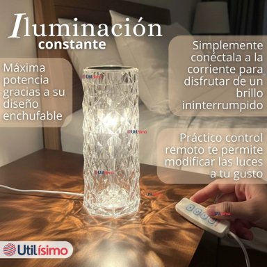 LAMPARA CRISTAL TACTIL USB TRANSPARENTE PARA MESA - 8