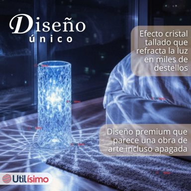 LAMPARA CRISTAL TACTIL USB TRANSPARENTE PARA MESA - 11