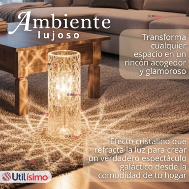 LAMPARA CRISTAL TACTIL USB TRANSPARENTE PARA MESA - 12