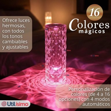 LAMPARA CRISTAL TACTIL USB TRANSPARENTE PARA MESA - 13