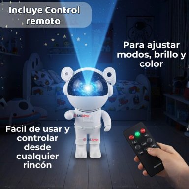 LAMPARA PROYECTOR ASTRONAUTA DE GALAXIA LUZ LED CON BLUETOOTH - 7