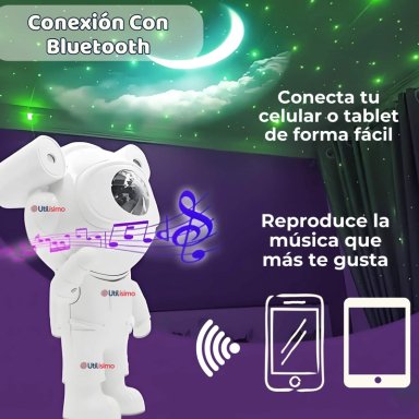 LAMPARA PROYECTOR ASTRONAUTA DE GALAXIA LUZ LED CON BLUETOOTH - 9