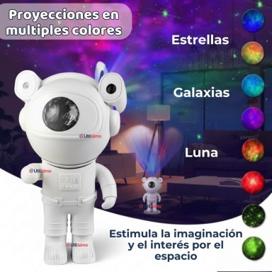 LAMPARA PROYECTOR ASTRONAUTA DE GALAXIA LUZ LED CON BLUETOOTH - 10