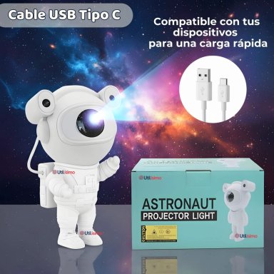 LAMPARA PROYECTOR ASTRONAUTA DE GALAXIA LUZ LED CON BLUETOOTH - 11