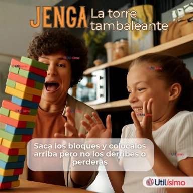 JENGA JUEGO DE MESA 48 PIEZAS MULTICOLOR MADERA ORIGINAL - 8