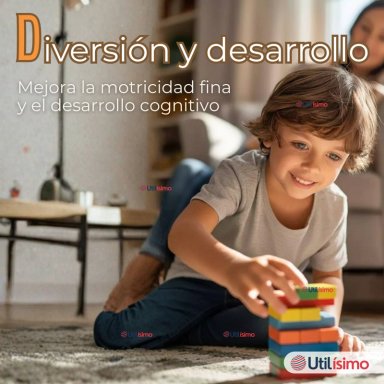 JENGA JUEGO DE MESA 48 PIEZAS MULTICOLOR MADERA ORIGINAL - 4